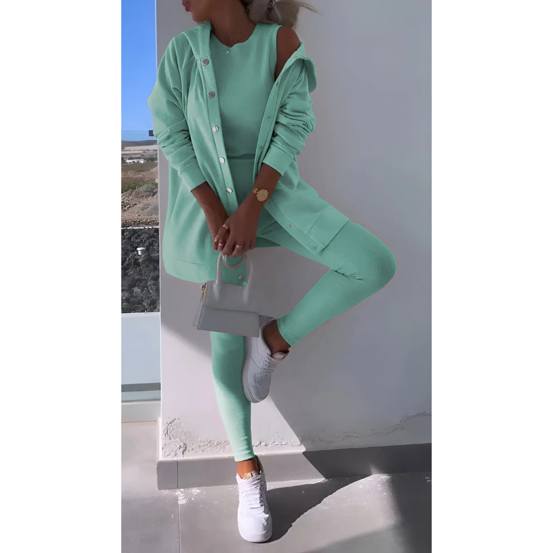 Damen Twinset Gestreift Von FAIRY TRENDZ - 2-in-1 Langarm Set In Königsblau